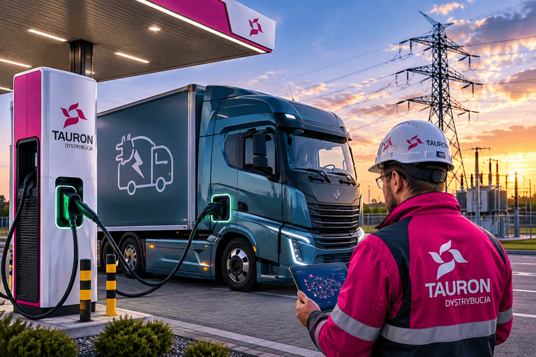 TAURON wzmacnia sieć pod elektryczne ciężarówki. Powstaną 53 nowe punkty zasilania