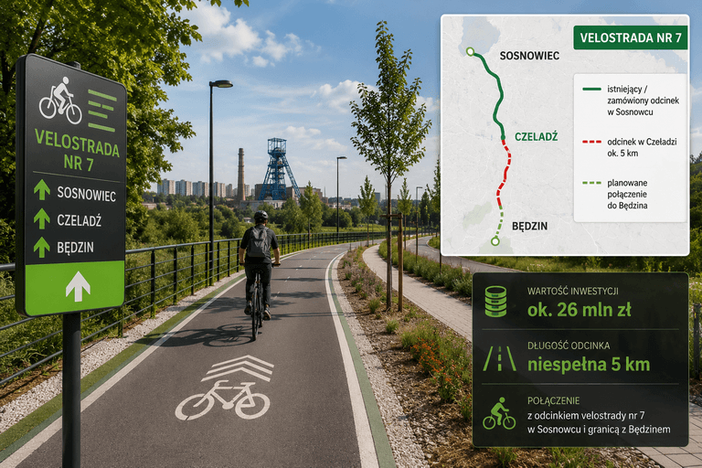 Czeladź buduje fragment Velostrady nr 7. Trasa połączy miasto z Sosnowcem i Będzinem
